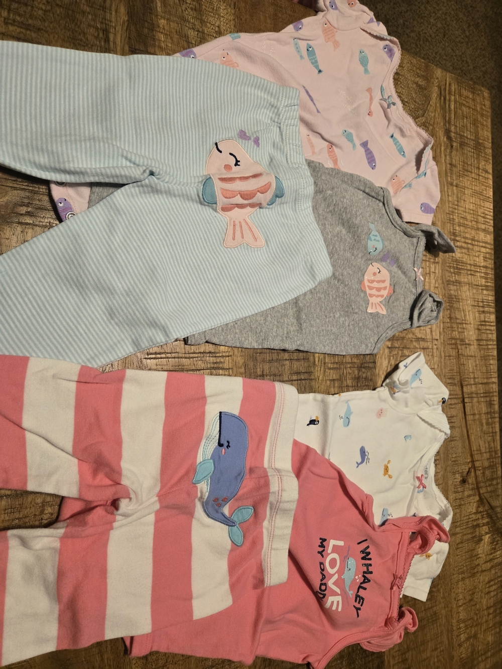 Baby Girls Ocean Friends Mix - Fish & Whale Print Rompers and Pants Carters 12 M
